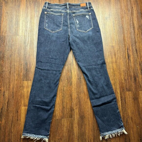 Judy Blue Straight Fit Distressed Jeans Dark Wash Women’s Size 13/31 - Picture 2 of 11